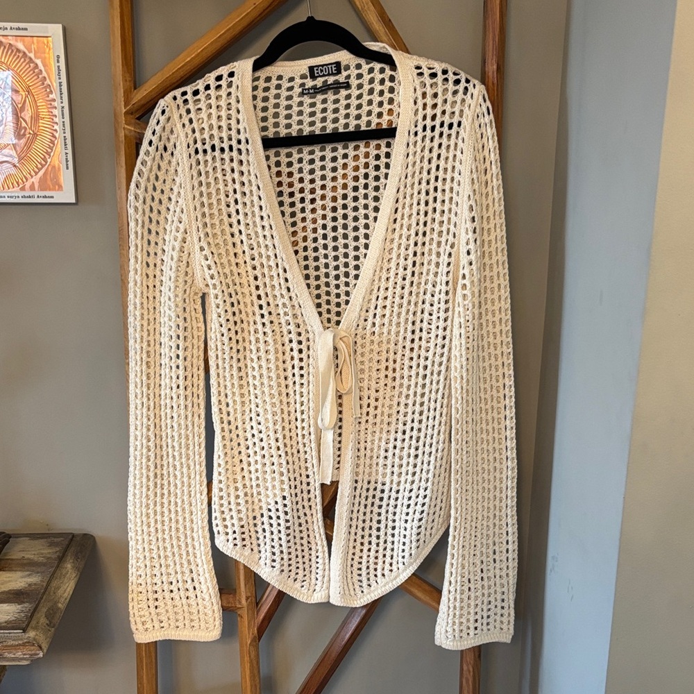 Ecote Women's Ivory Open-Knit Cardigan